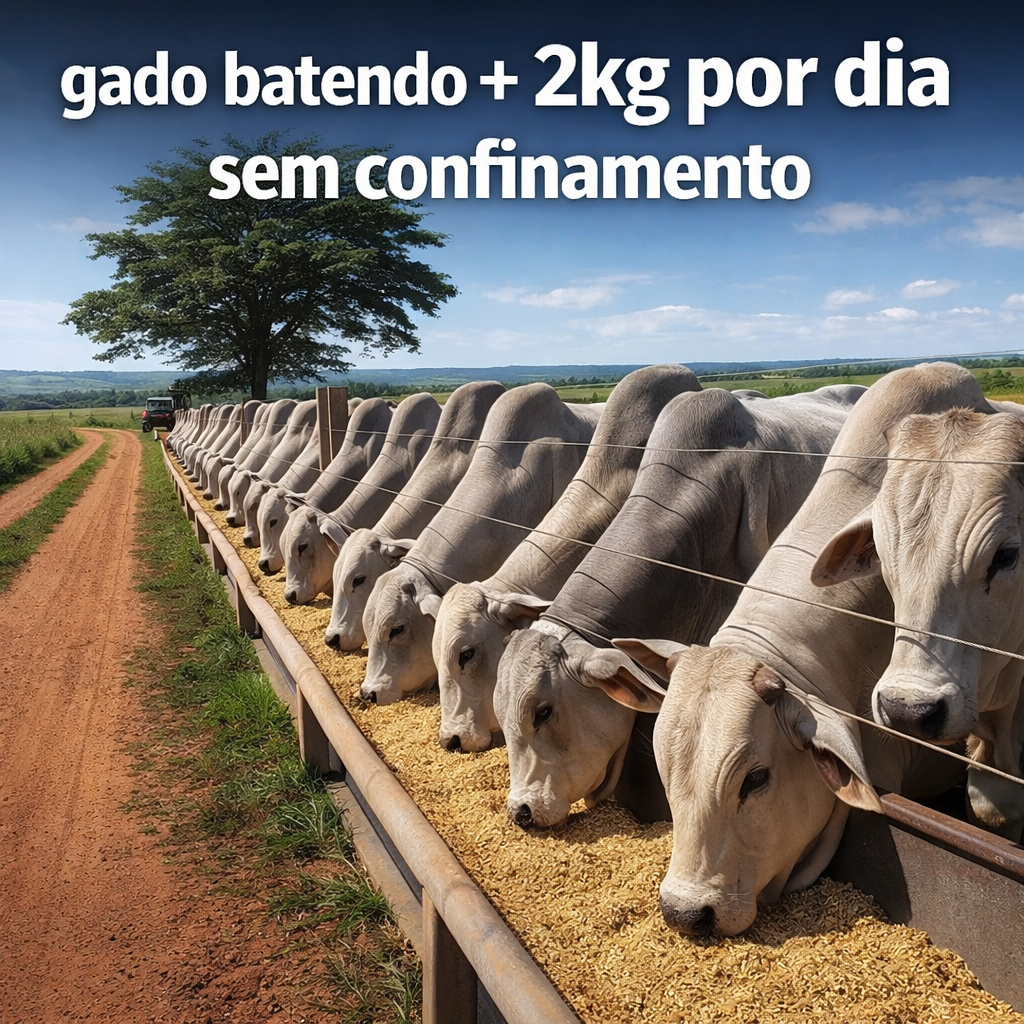 Gado batendo + 2kg por dia sem confinamento